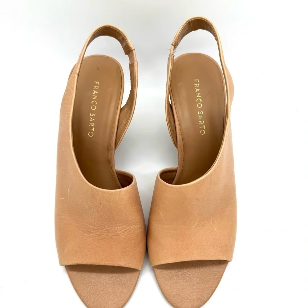 Franco Sarto Tahoe Tan Leather Wedge Sandals